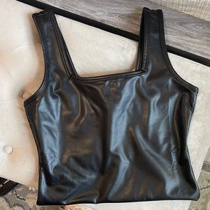 Black leather body suit NWT
